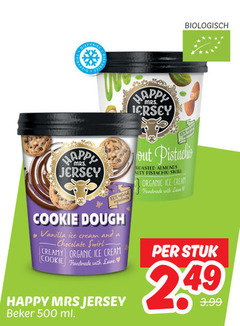  ijsspecialiteit 100 500 biologisch happy jersey cookie dough vanilla ice cream and chocolate creamy organic handmade with love beker ml out roasted almonds pistachio swirl stuk 3.99 