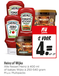  2 4 100 400 heinz tomaten zero toegevoegde suikers zout bot tomato ketchup pickle flavour wijko water vers geroosterde kant klaar flessen ml bakjes multipacks 