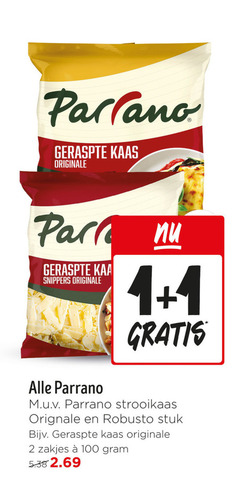  1 2 100 parlano geraspte kaas originale parra snippers parrano strooikaas robusto stuk zakjes 
