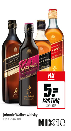  5 18 700 johnnie wolke double blended scotch blend intense deep old john walker label whisky mal black ruby led blue and bottled vibrant smooth fles ml 