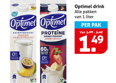  1 proteine optimel drinkyoghurt mango passievrucht aardbei banaan pak suiker drink pakken liter 