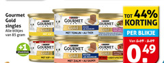  44 gourmet gold singles blikjes 1 purina kip nouveau xpurina mousse les tonijn thon double delica poisson sauce aux oceano salsa cassolettes tomaat b poulet saumon blikje 