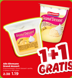  1 2 20 ehrmann grand dessert mousse creamy vanilla melk room vloeibare bourbon suiker gemodificeerd carrageen gelatine b vanillestokjes vanille art kleurstof stikstof gekoeld houdbaar deksel bekers 