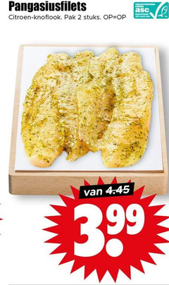  2 pangasiusfilets citroen knoflook pak stuks kweek gecertificeerd 3.99 