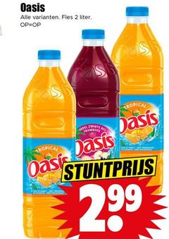  2 oasis fles liter tropical appel zwarte bes framboos source sans conservateur 