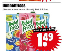  dubbelfrisss boost pak liter dubbel frisss appel perzik verfrisser framboos cranberry verfrissend boordevol 