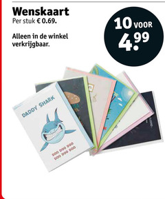  10 wenskaart stuk daddy shark 