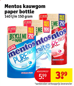  100 140 150 mentos kauwgom paper bottle lift pack r recycle with chewing pieces sugar free fresh refresh gum breath berry flavour mint 3 99 