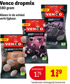 180 venco dropmix zachte zout dropstaafjes zoet zacht plant pack 
