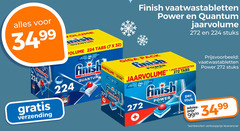  1 7 32 99 quantum verzending volume tabs stop bespaar finish powerball power vaatwastabletten stuks giga pack jaar wasbeurten water all stuk 