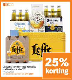  corona leffe karmeliet speciaalbieren krat bier 25 nix18 tripel blonde blond multipacks kratten m.u.v gekoeld varieeren 