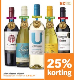  rose witte wijn rode 8 25 fris droog stevig nix18 soepel aliwen undurraga casillero diablo toro chardonnay emiliana chileense wijnen varieeren 