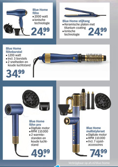  2 3 7 blue home watt technologie stijltang keramische platen titanium coating borstels snelheden koude luchtstand pro digitale motor rpm warmte standen lucht stand opzet accessoires ah.nl 