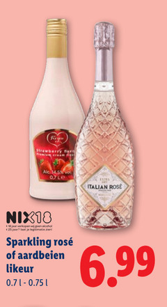  1 25 strawberry 14 5 7 le italian rose nix18 jaar alcohol legitimatie sparkling rosee aardbeien likeur 