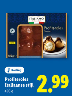  450 ge profiteroles dessert koeling italiaanse stijl 