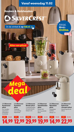  1 2 3 4 5 6 woensdag keuken huishouden lidl.nl online plissee mega deal silvercrest broodrooster opzetstuk uitneembare kruimellade staafmixer turboknop blender pulse functie inhoud smoothiemaker l to drink deksel waterkoker uitneembaar kalkfilter elektrische citruspers sapreservoir ml 