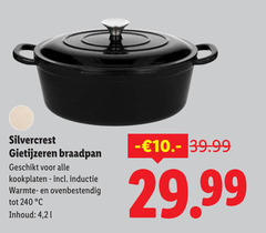  240 silvercrest gietijzeren braadpan kookplaten inductie warmte ovenbestendig inhoud 4 