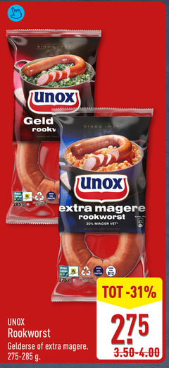  unox rookworst 30 100 geld bereid beter leven ge recycle plastic minder vet kwaliteitsvlees perle recyclebaar eiwitten gelderse 