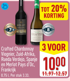  3 8 20 1000 merlot hamersma crafted chardonnay viognier zuid afrika rueda spanje pays frankrijk l stuk 