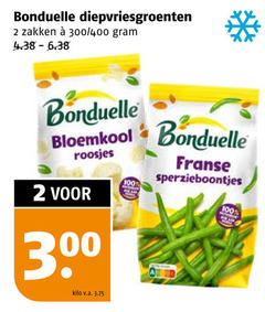  2 100 300 bonduelle diepvriesgroenten zakken 400 bloemkool roosjes kilo v.a. franse sperzieboontjes 