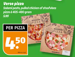  verse pizza salami pesto pulled chicken stoofvlees 5.99 kilo v.a. 