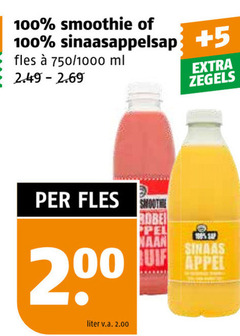  100 smoothie sinaasappelsap fles 750 1000 ml 5 zegels 2 liter v.a. smooth sap sinaas appel 
