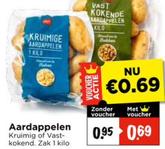  1 kruimige aardappelen kilo vast vlugkokende ballen kruimig kokend zak voucher 