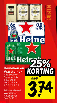  heineken 0.0 warsteiner blikjes bier 6 18 alcohol nix18 6x 330ml premium beer nek reine nel soorten blik stuk alkoholfrei fles 