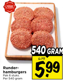  6 slagerij runder hamburgers pak stuks 5.99 