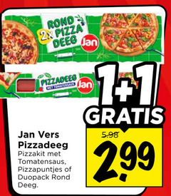  1 rond 2x pizza deeg jan pizzadeeg roman vers pizzakit tomatensaus 