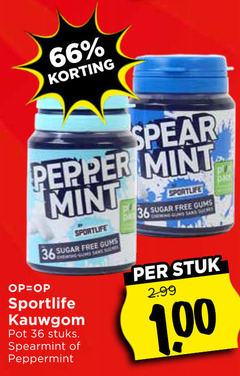  36 pepper mint sportlife sugar free gums kauwgom pot stuks spearmint peppermint stuk 1 00 pace 