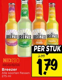  18 25 lime freeze orange breezer mango nix18 jaar legitimatie alcohol pineapple soorten flessen ml stuk 