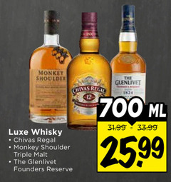  12 700 monkey shoulder luxe whisky chivas regal triple malt glenlivet founders reserve ml 