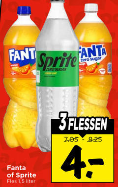  3 fant sprite zero sugar fanta fles 1 5 liter flessen 