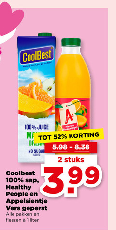  1 2 100 coolbest it cool you best juice mango sinaasappel dream sugar added stuks 3.99 sap healthy people appelsientje vers geperst pakken flessen liter 