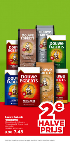  douwe egberts koffie 2 25 100 250 meester joure excellent rijk arabica mocca d.e aroma donker premium filtermaling zoet zacht gebrand koffiebranders evenwichtig r rood rond snelfiltermaling filterkoffie pakken gold complex halve 2e combinatie 