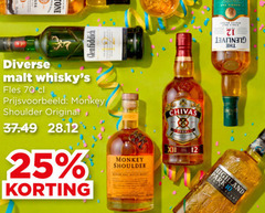  whisky 10 12 25 cask glenfiddich malt fles monkey shoulder original chivas highland park string 