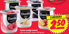  danone danio kwark 2 10 250 450 romige mango aardbei dane vanille dani perzik beker bekers 