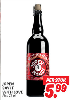  jopen speciaalbieren say it with love fles dubbel witbier open stuk 5.99 