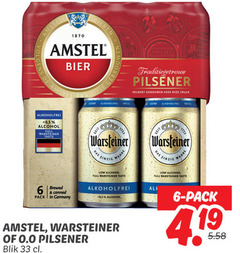  warsteiner amstel blikjes bier alcoholvrij 6 33 1870 bieren alkoholfrei 5 alcohol taste das einzig wahre full pilsener volmout brewed pack germany 0.0 blik 