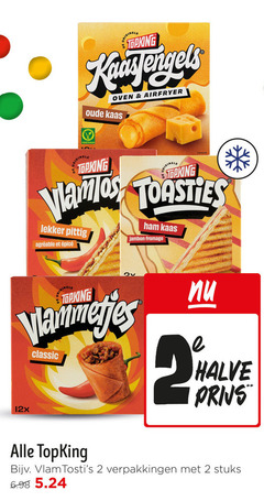  topking snacks 2 oven airfryer oude kaas originele pittig ham jambon fromage vlammetjes classic 12x halve vlam stuks 