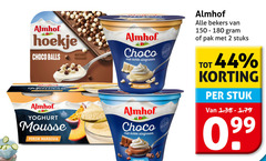  2 44 150 180 almhof hoekje choco balls yoghurt mousse perzik maracuja naturel slagroom wit vanille belgische bekers pak stuks stuk original 