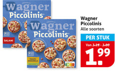  wagner diepvriespizza 9 original piccolinis salami mozzarella vegetarisch soorten stuk 