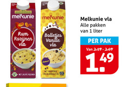  melkunie vla 1 rum rozijnen bolletjes vanille zachte crunchy knapperige chocoladebolletjes pakken liter pak 14 