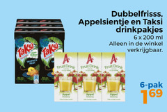  taksi dubbelfrisss appelsientje fruitdrank 6 200 drinkpakjes ml fruit drink pak appel 
