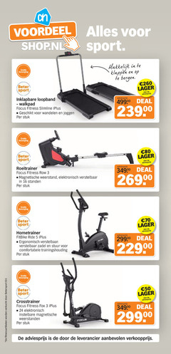  crosstrainer hometrainer roeitrainer 3 5 16 24 50 80 260 fitnessartikelen verkocht b.v. voordeel sport beter inklapbare loopband focus fitness slimline wandelen joggen stuk magnetische weerstand elektronisch verstelbaar standen ride ergonomisch zadel stuur fox instelbare weerstanden klappen bergen deal 00 