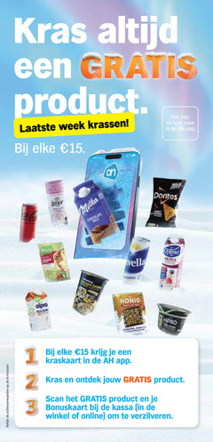  1 2 3 15 bekijk ah.nl krassen kras week klik lenor milka chocolate doritos optimel alpro honig kraskaart scan bonuskaart kassa online verzilveren 