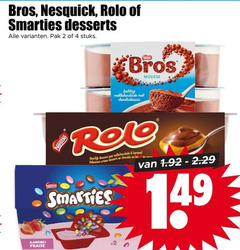  2 4 bros nesquick rolo smarties desserts pak stuks mousse luchtige melkchocolade chocoladesaus aardbei fraise nestle dessert karamel chocolat lait 
