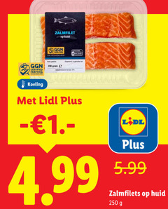  250 zalmfilet certified farming koeling 5.99 zalmfilets huid 