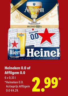  heineken 0.0 blikjes bier 6 alcoholvrij affligem blond 00 biertje pils pil 33 l actieprijs 
